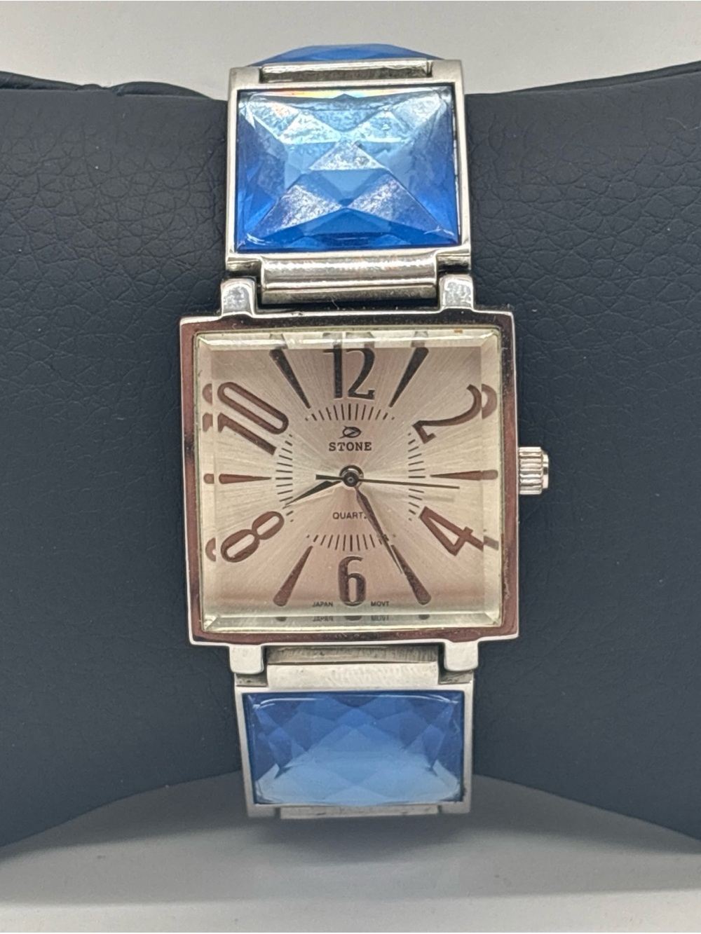 Stone Quartz Womens Watch Square Face Geometric Band 90's Y2K New Battery